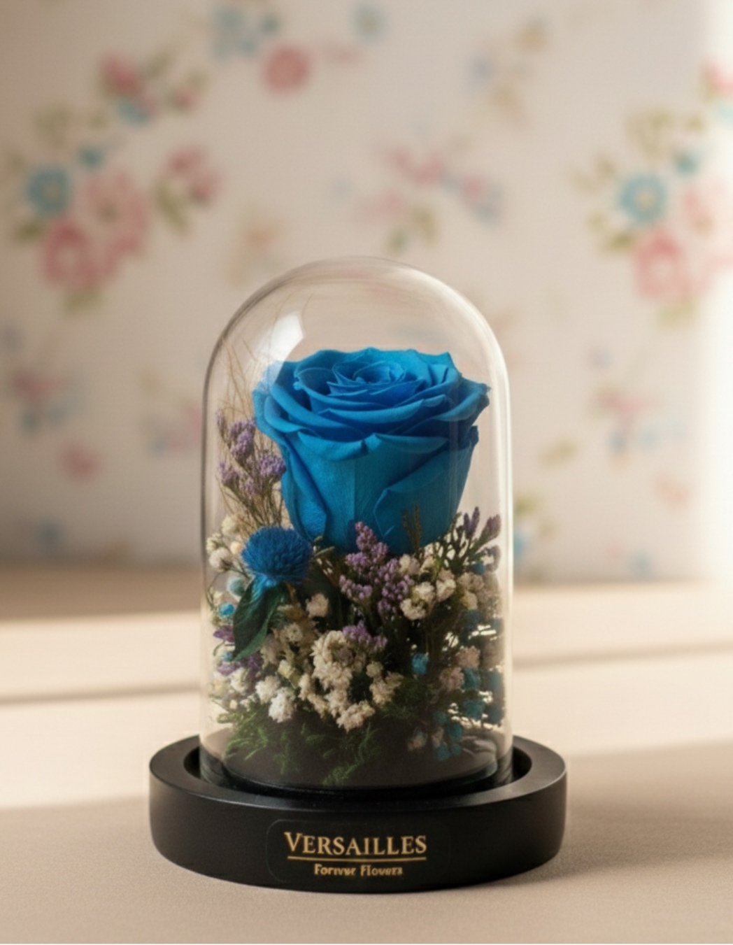Blue Rose with white Gypso limonium cyprus