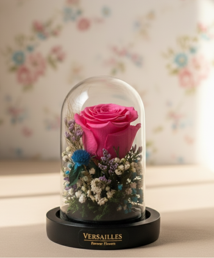 Pink Rose with Gypso wheat Grass, limonium