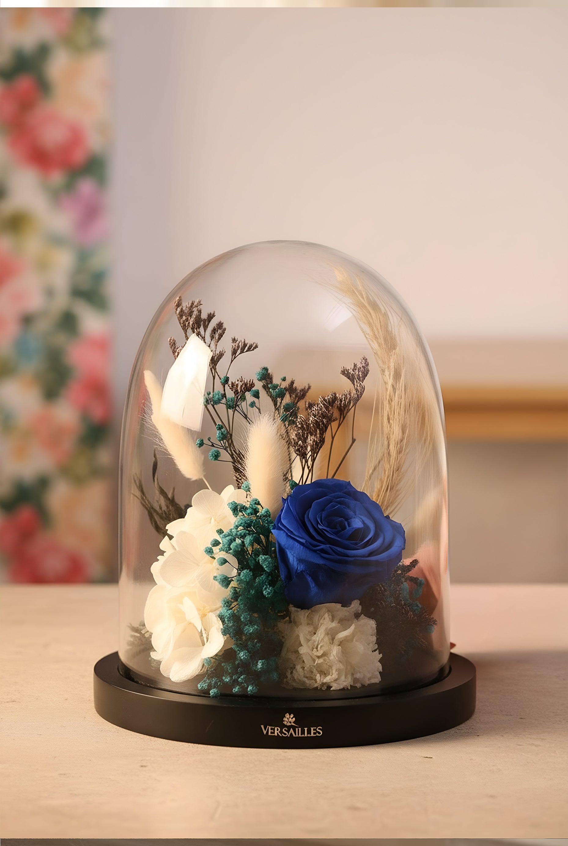 Blue Rose White Carnation Wheatgrass