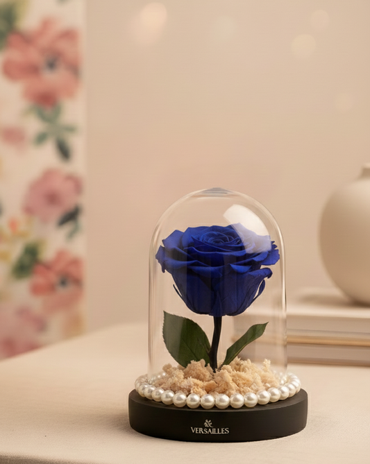 Blue Rose with White Beads