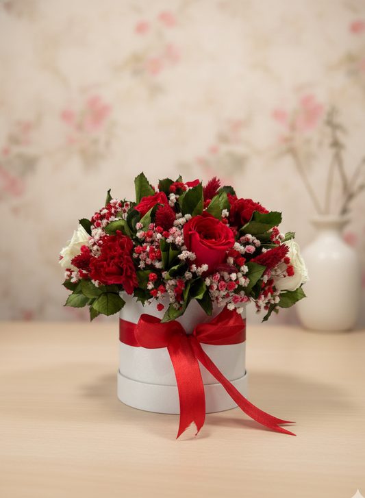 Bunch Of Red Roses and Red Carnitions