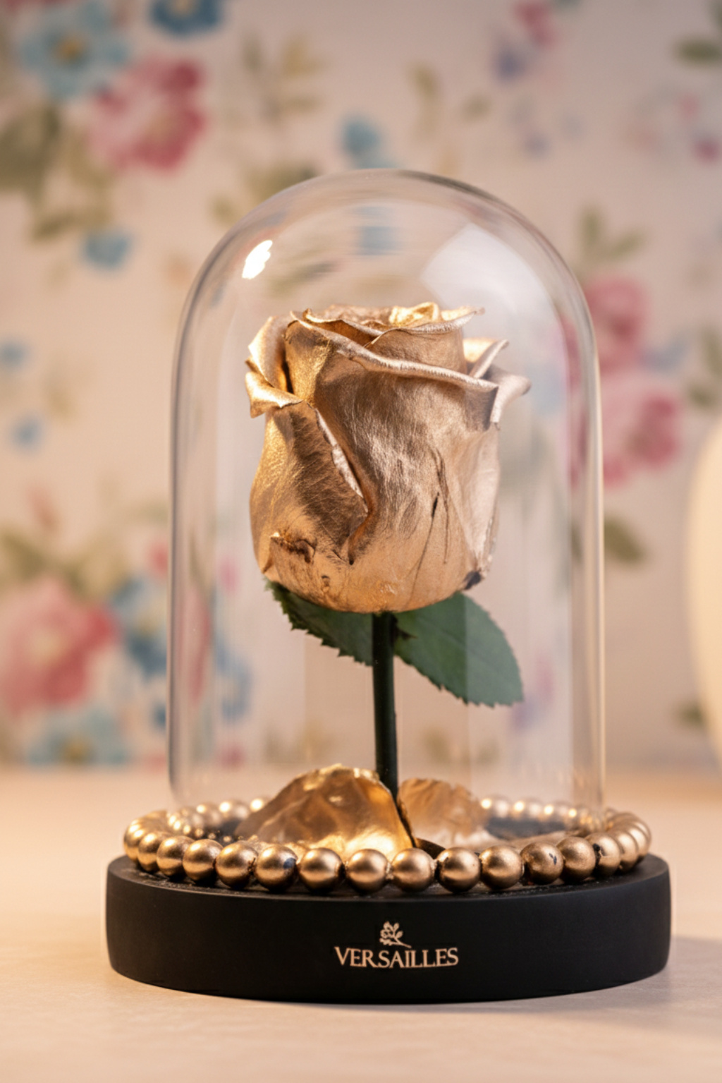 Golden Rose with Golden Beads in Black Base