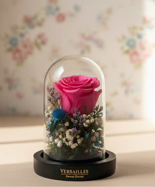 Pink Rose with Gypso wheat Grass, limonium 