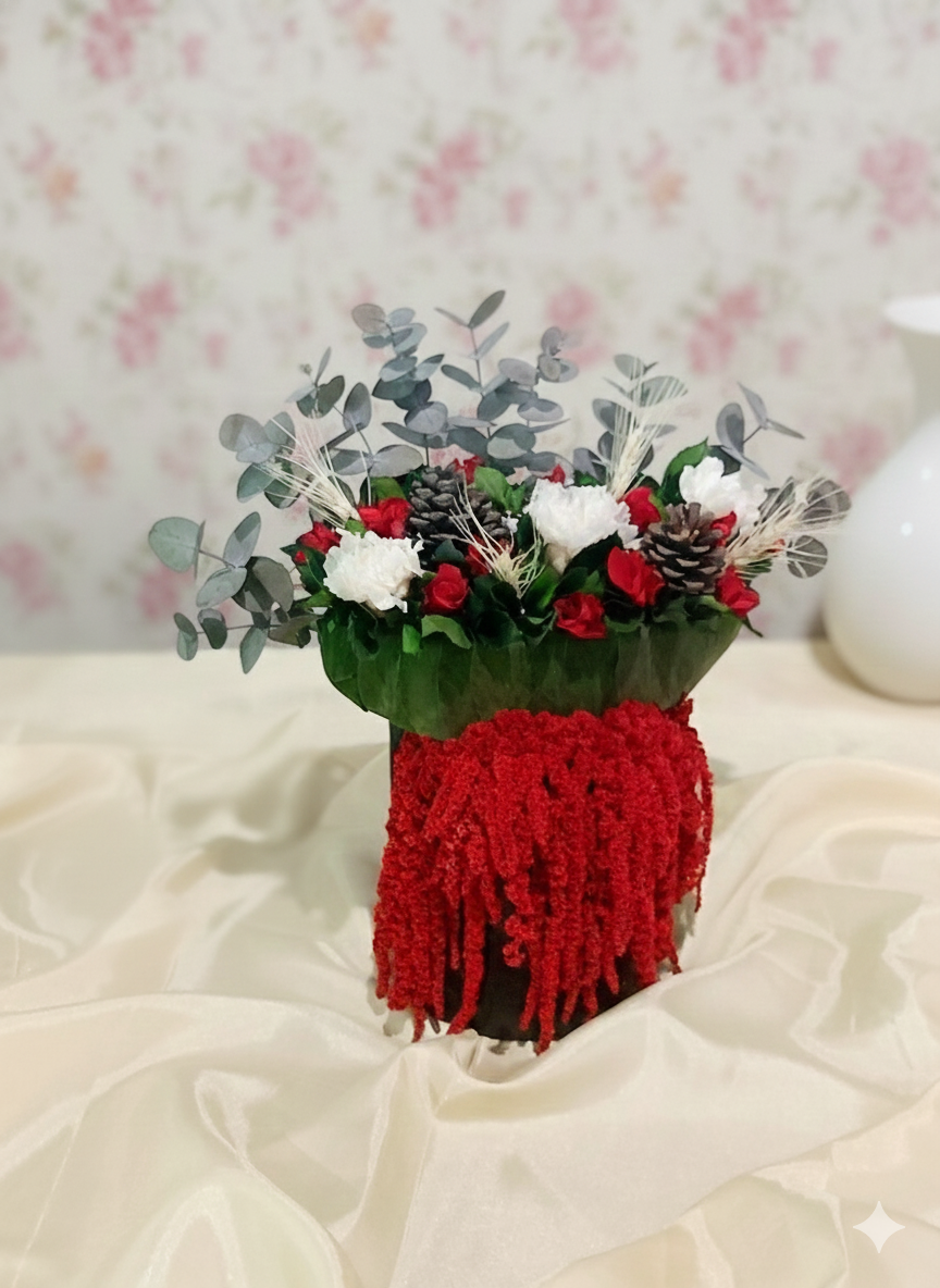 Red Amarantus white Carnations