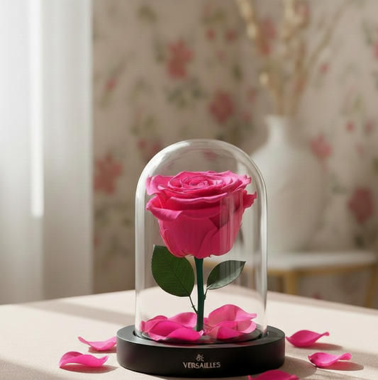 Single Pink Rose with Petals 