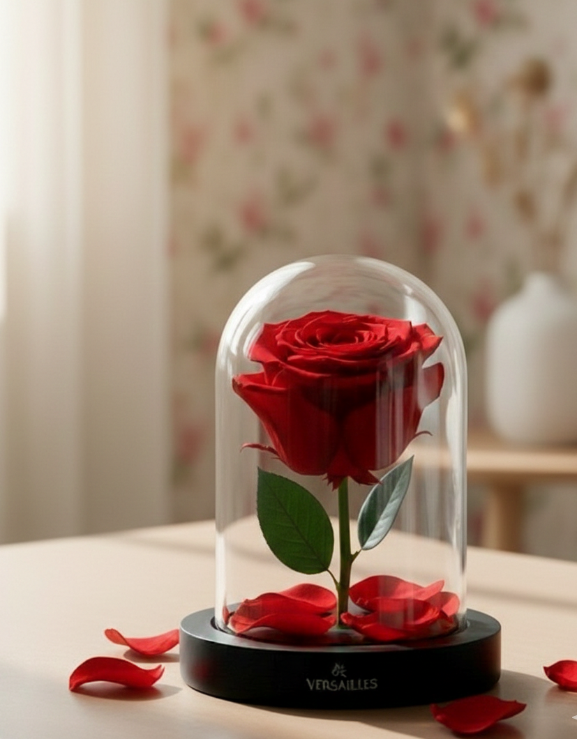 Single red Rose with Petals