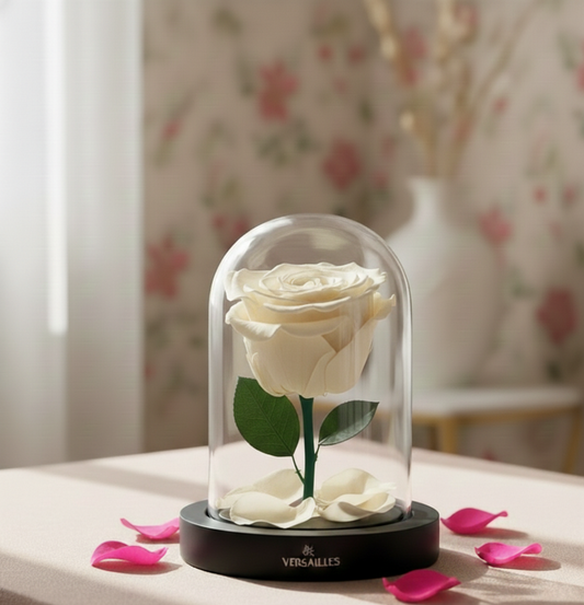 Single white Rose with Petals