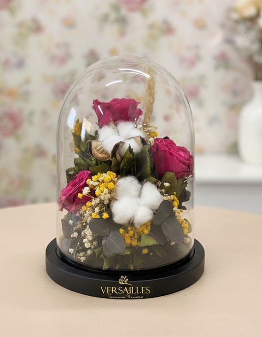 Triple Pink rose with Cotton Flower