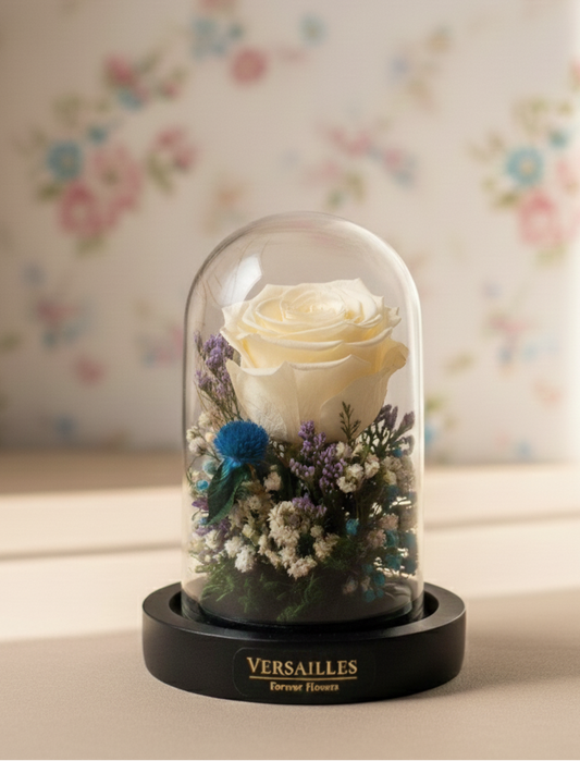 White Rose with Gypso wheat grass limonium 